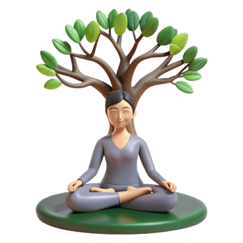 extraordinary abstract Woman Meditating Under Tree Cutout Isolated genuine png