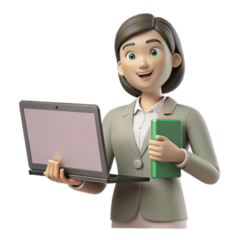 elegant artistic Woman Presenting on Laptop Screen Cutout Element high quality png