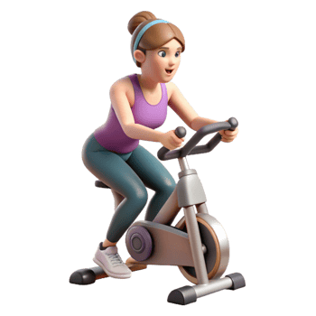 impressive vintage Woman Riding Stationary Bike Isolated Transparent Background authentic png
