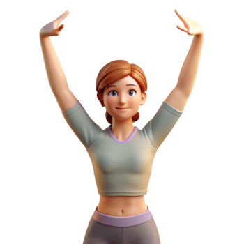 beautiful modern Woman Stretching Arms Overhead Isolated authentic png