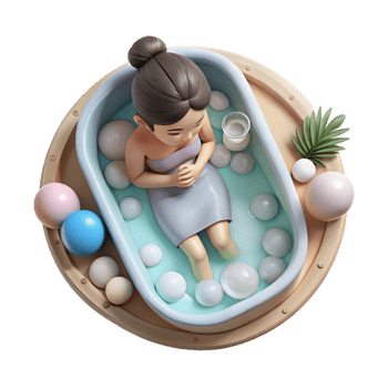 beautiful classic Woman Taking Bath with Bubbles Top View Cutout high resolution png