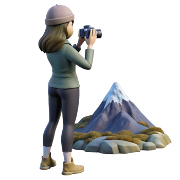 stunning artistic Woman Taking Photo of Mountain View Transparent Background high resolution png