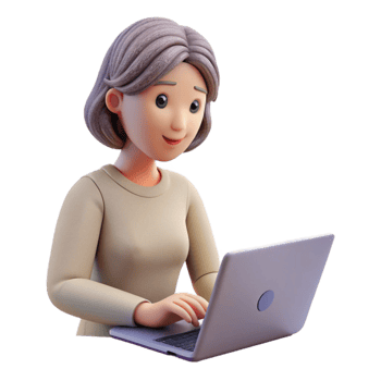impressive creative Woman Typing on Laptop Keyboard Cutout Element high resolution png