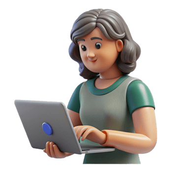 magnificent creative Woman Typing on Laptop Keyboard Cutout Element png