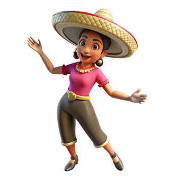 wonderful artistic Woman Wearing Sombrero Dancing Cutout png