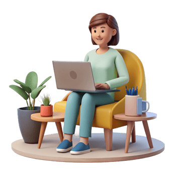 beautiful abstract Woman Working on Laptop at Home Office Transparent genuine png