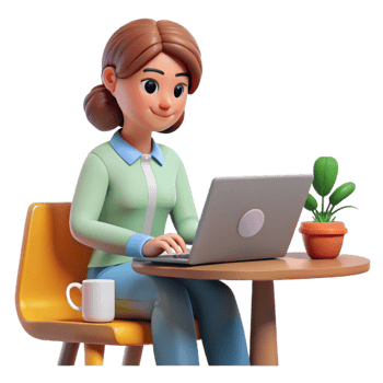 impressive minimalist Woman Working on Laptop at Home Office Transparent png