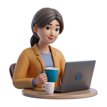 elegant vintage Woman Working on Laptop at Home Office Transparent original png
