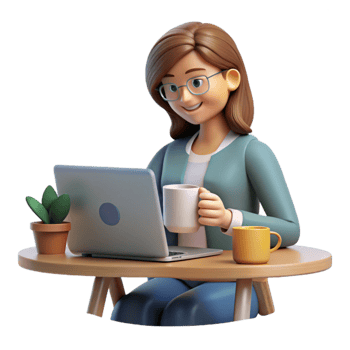 beautiful vintage Woman Working on Laptop at Home Office Transparent authentic png