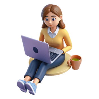 elegant minimalist Woman Working on Laptop at Home Office Transparent high resolution png