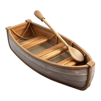 impressive classic Wooden Canoe on Calm River Isolated Element high resolution png