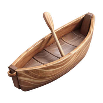 magnificent abstract Wooden Canoe Cutout Side View on White detailed png