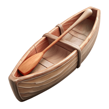 elegant classic Wooden Canoe Side View Isolated original png