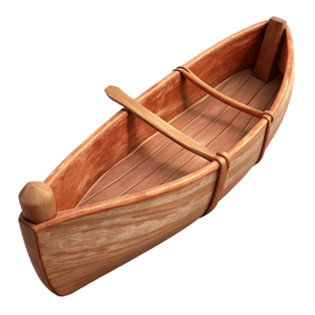 vibrant contemporary Wooden Canoe Side View Isolated premium png