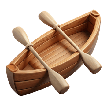 wonderful minimalist Wooden Canoe with Paddles Cutout Element genuine png