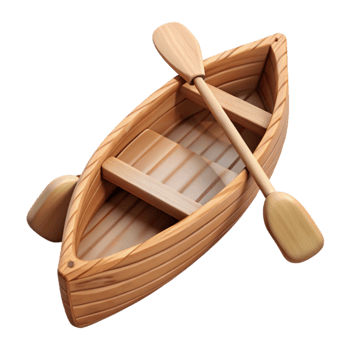 impressive abstract Wooden Canoe with Paddles Cutout Element premium png