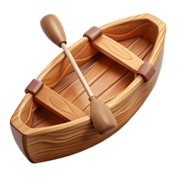 elegant modern Wooden Canoe with Paddles Cutout Element professional png