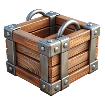 impressive abstract Wooden Crate with Metal Handles Isolated detailed png