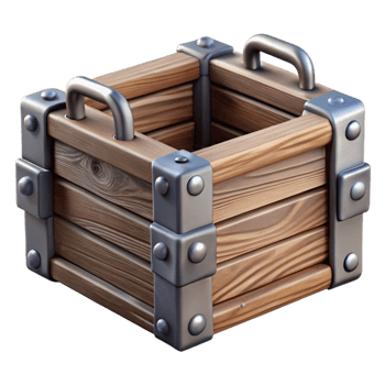 dramatic abstract Wooden Crate with Metal Handles Isolated high resolution png