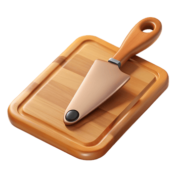 wonderful modern Wooden Cutting Board with Knife Transparent Background premium png