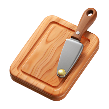 impressive contemporary Wooden Cutting Board with Knife Transparent Background exclusive png