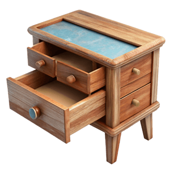 vibrant rustic Wooden Desk Drawer Open Top View Cutout png