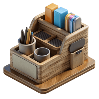 magnificent artistic Wooden Desk Organizer Top View Cutout original png