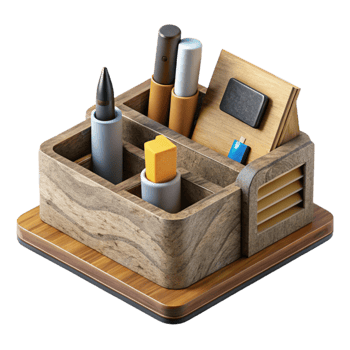 stunning traditional Wooden Desk Organizer Top View Cutout professional png