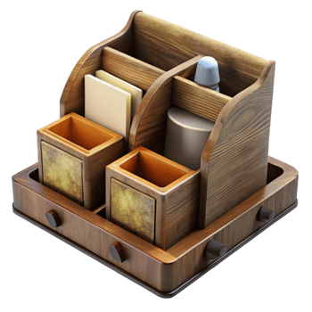 magnificent abstract Wooden Desk Organizer with Supplies Cutout high resolution png