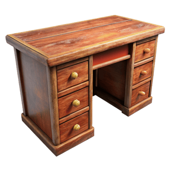serene rustic Wooden Desk Cutout with Drawers Transparent Background premium png