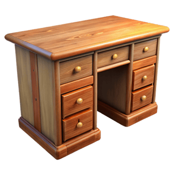 dramatic rustic Wooden Desk Cutout with Drawers Transparent Background original png