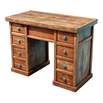 elegant artistic Wooden Desk with Drawers Cutout original png