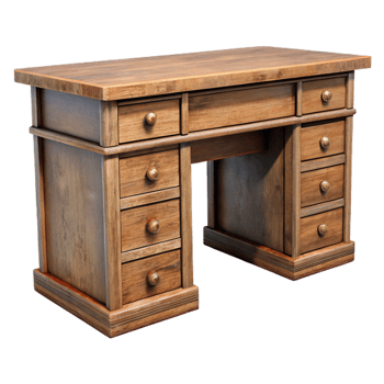 serene artistic Wooden Desk with Drawers Cutout detailed png