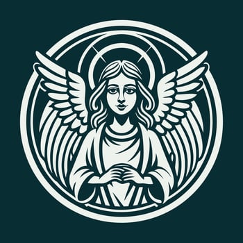 Artistic Logo Angelic Figure with Wings and Halo vector