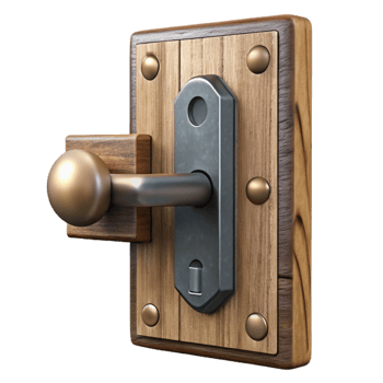 elegant artistic Wooden Door Handle Metal Plate Backing Cutout professional png