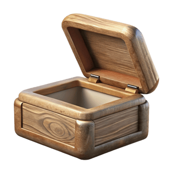 beautiful abstract Wooden Jewelry Box with Open Lid Cutout professional png