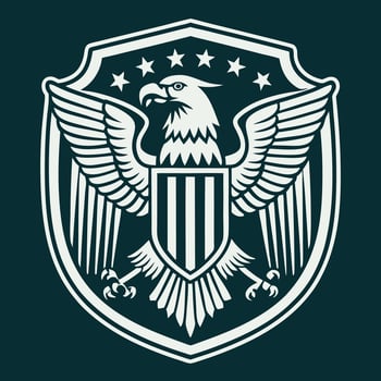 American Eagle Logo Green Shield with EA Embroidered in White vector