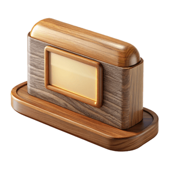 impressive artistic Wooden Nameplate on Desk with Transparent Background detailed png