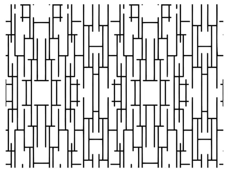 A monochrome pattern of vertical and horizontal lines creating an abstract, maze-like design with varying lengths and widths. vector