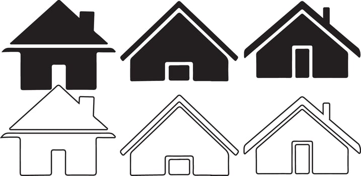 House silhouette icon bundle design on white background vector