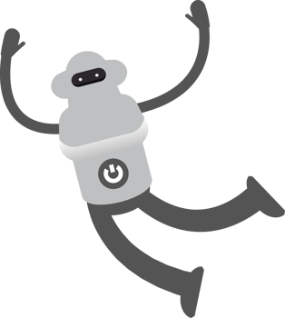 White Robot Character Relaxing and Jumping Illustration png