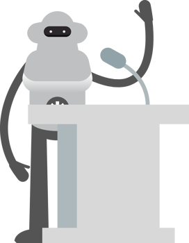 Robot Character Speaking on Podium Illustration png