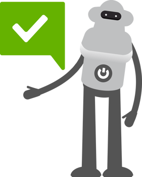 Robot Character and Check Mark Illustration png