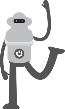 White Robot Character Standing and Rising Hand Illustration png