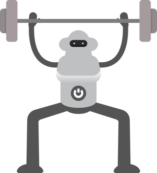 Robot Character Lifting Barbell Illustration png