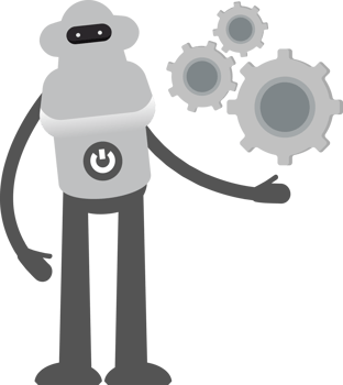 Robot Character Holding Gears Illustration png