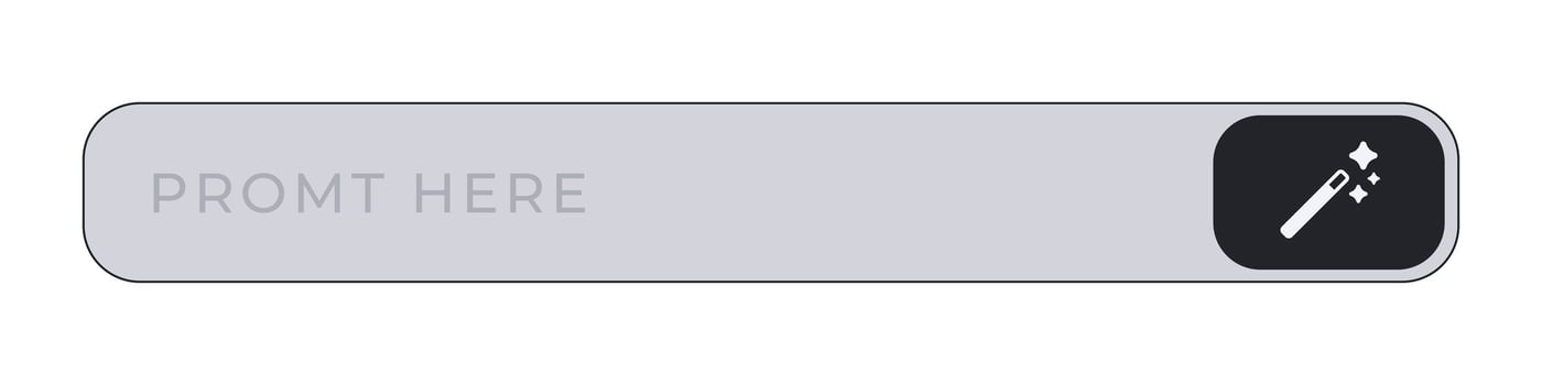 Typo in prompt text displayed on a gray search bar with magic wand icon on the right vector