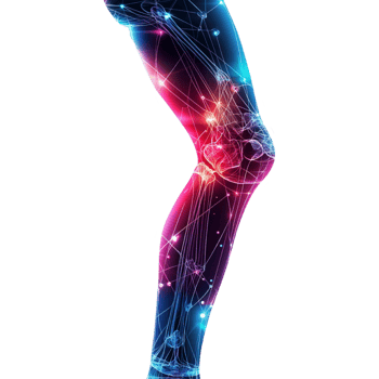 the human leg with glowing lines and connections png