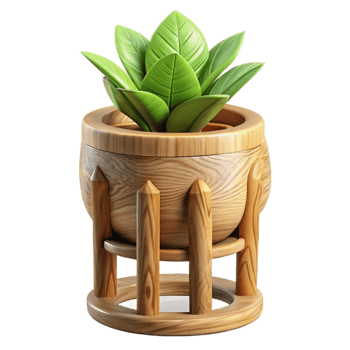 stunning traditional Wooden Plant Stand with Pot Cutout authentic png