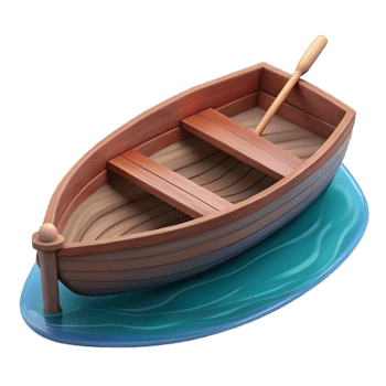 vibrant vintage Wooden Rowboat on Calm Lake Cutout png
